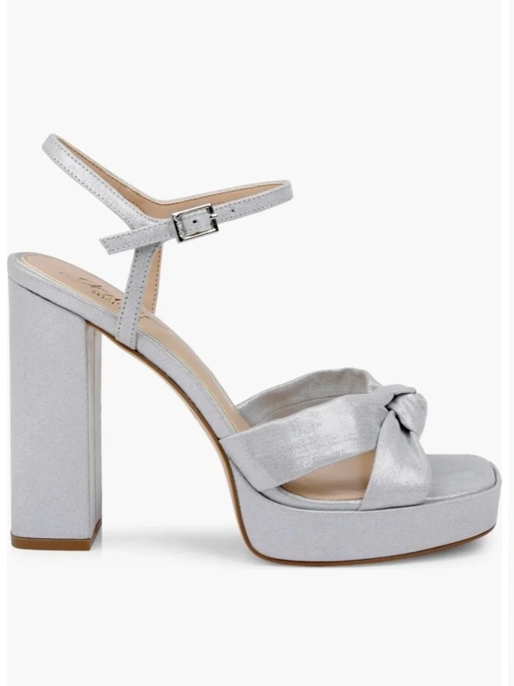 Badgley Mischka Silver Knot Platform Block Heels